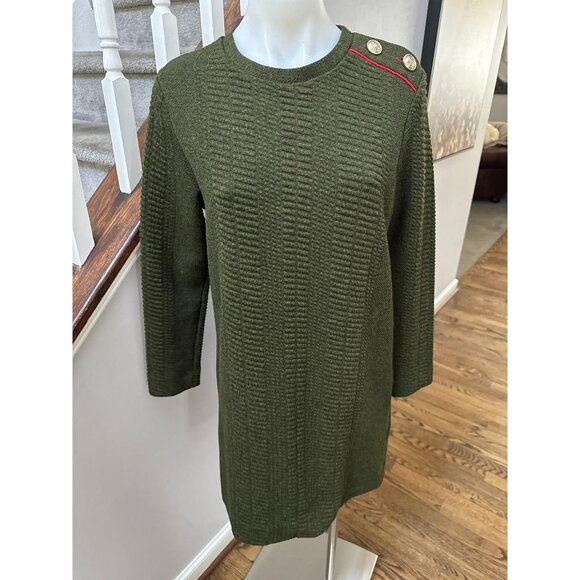 Zara Military Style Army Green Knit Sweater Tunic Dress Women’s Size 4 - Picture 1 of 3